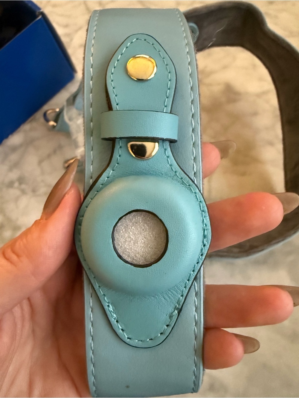 NEW Chonk Apple AirTag Pet Harness Size Medium Blue Gold Hardware